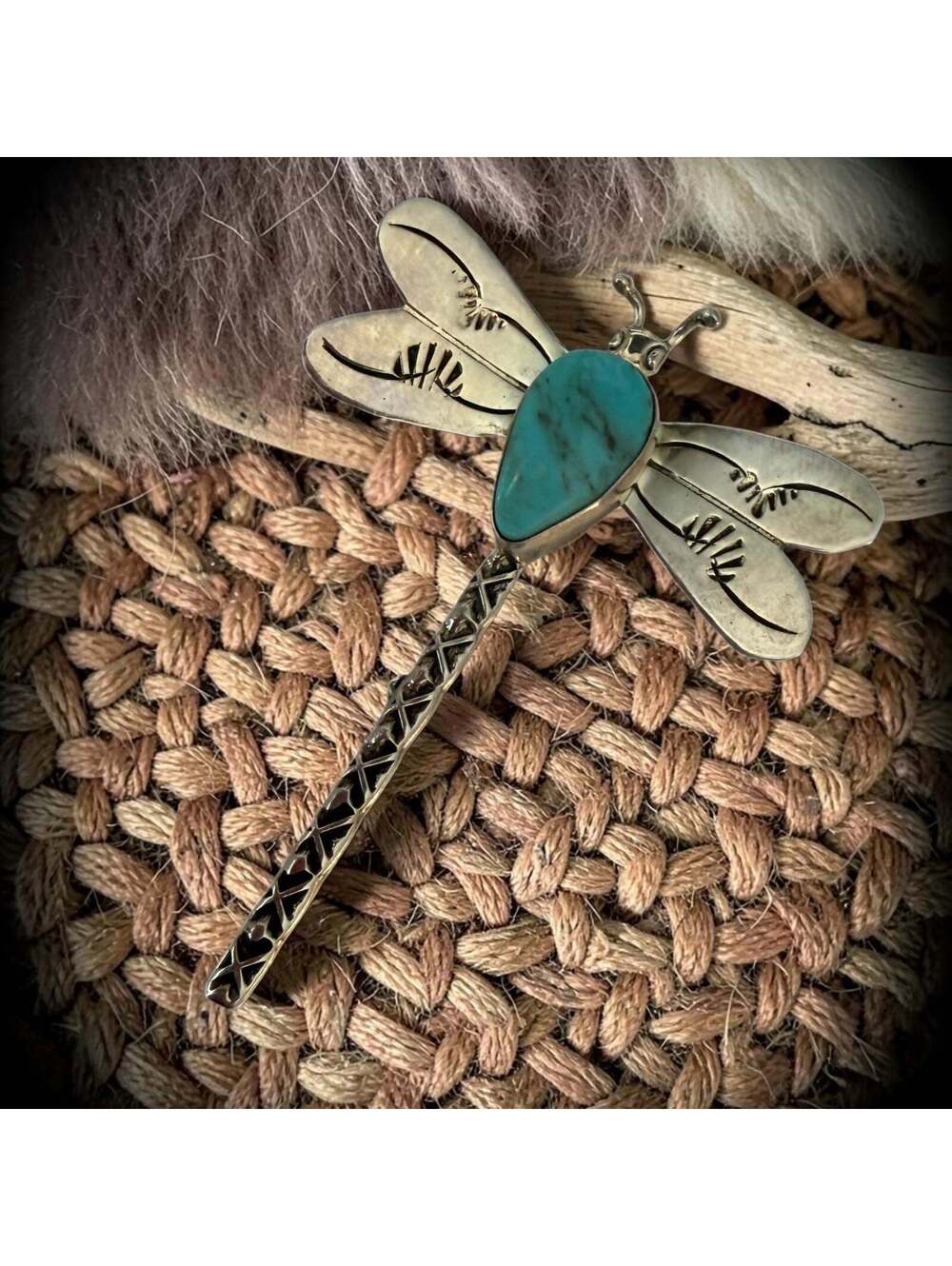 Lucille Platero Kingman Turquoise Dragonfly Pin